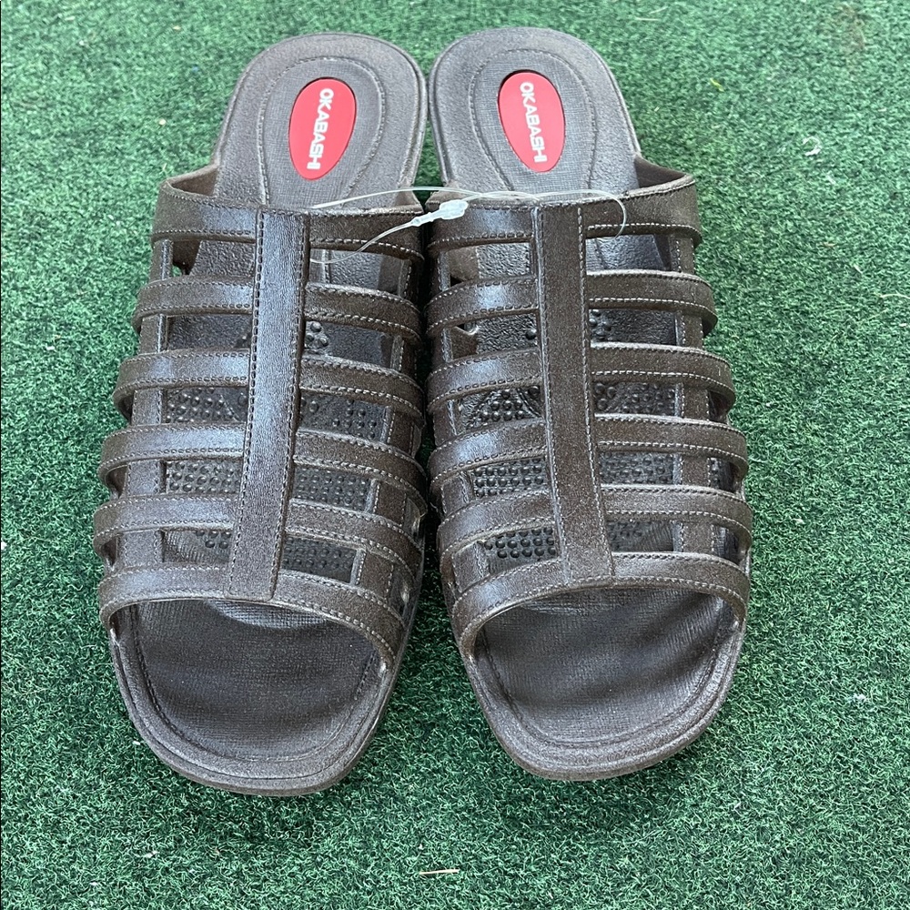 OKABASHI SiZE M/L 7o8 Brown Open-Toe Sandals plastics